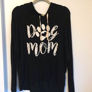 Dog mom long sleeve hoodie black
